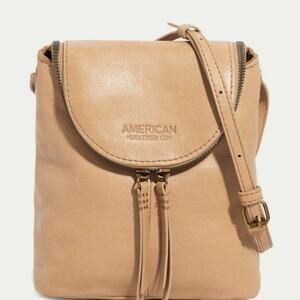 American Leather Co. Hampton Large Zip-Around Crossbody Bag Macadamia Color